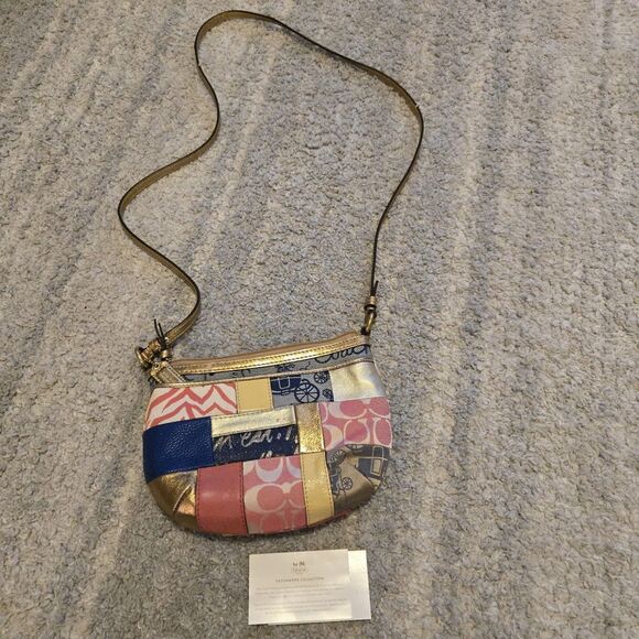Coach Multicolor Patchwork Leather Fabric Signature Crossbody Purse Shoulder Bag - Picture 1 of 16